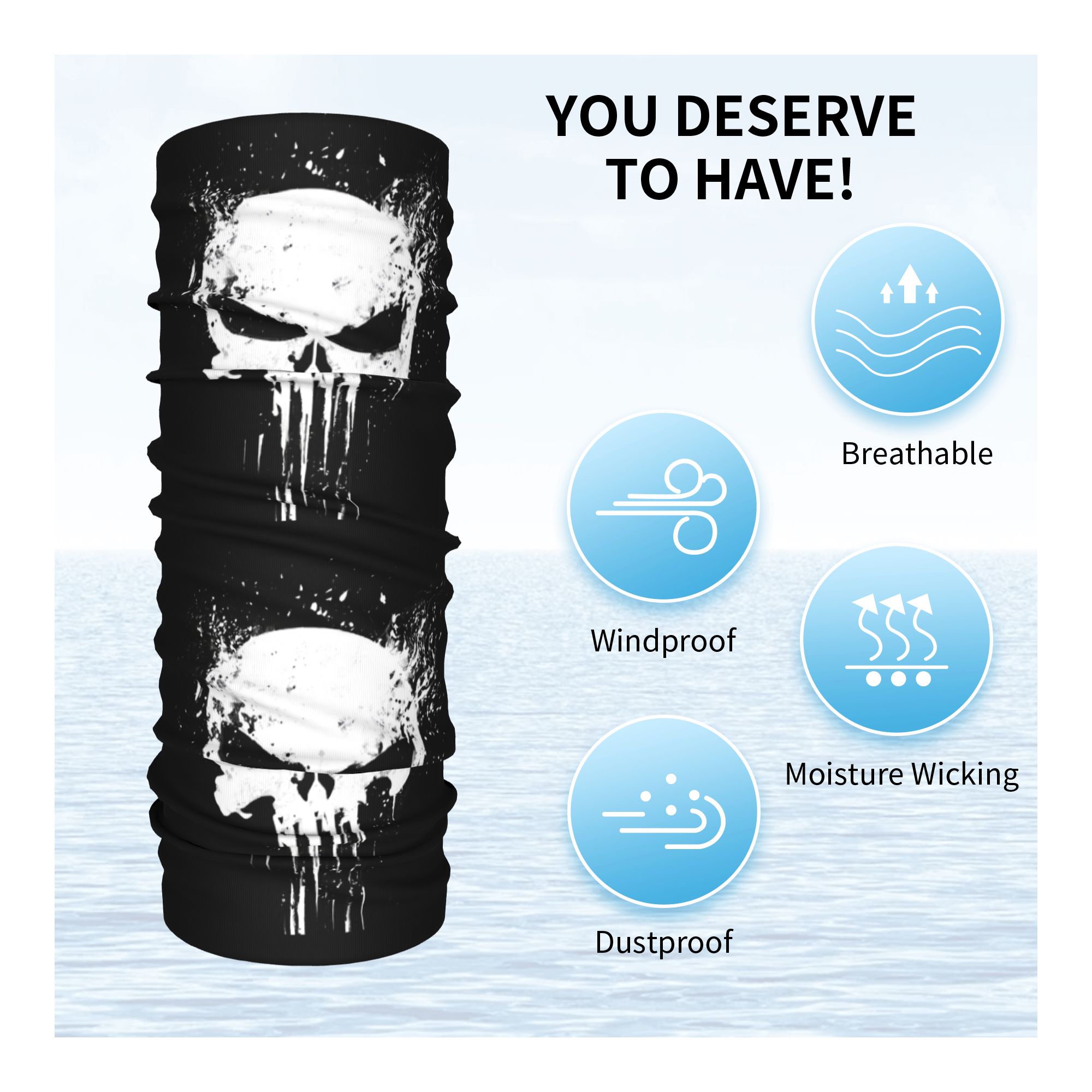 Custom Skeleton Skull Bandana  - Neck Gaiter Fleece avis et prix