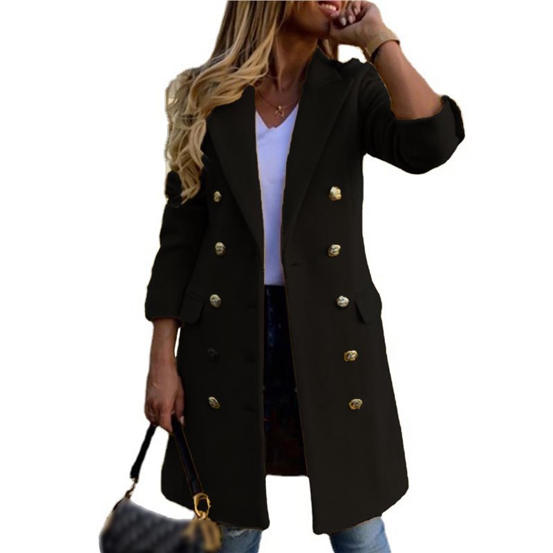 A24F-Women Fall Winter Wool Co - Wool Coat Peacoat avis et prix