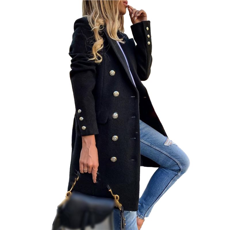 A24F-Women Fall Winter Wool Co - Wool Coat Peacoat avis et prix