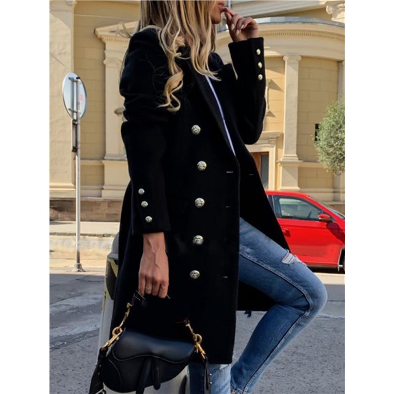 A24F-Women Fall Winter Wool Co - Wool Coat Peacoat avis et prix