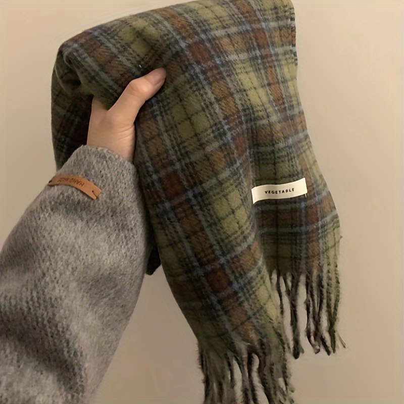 Vintage Green Plaid Tassel Sca - Cashmere Pashmina Wrap avis et prix