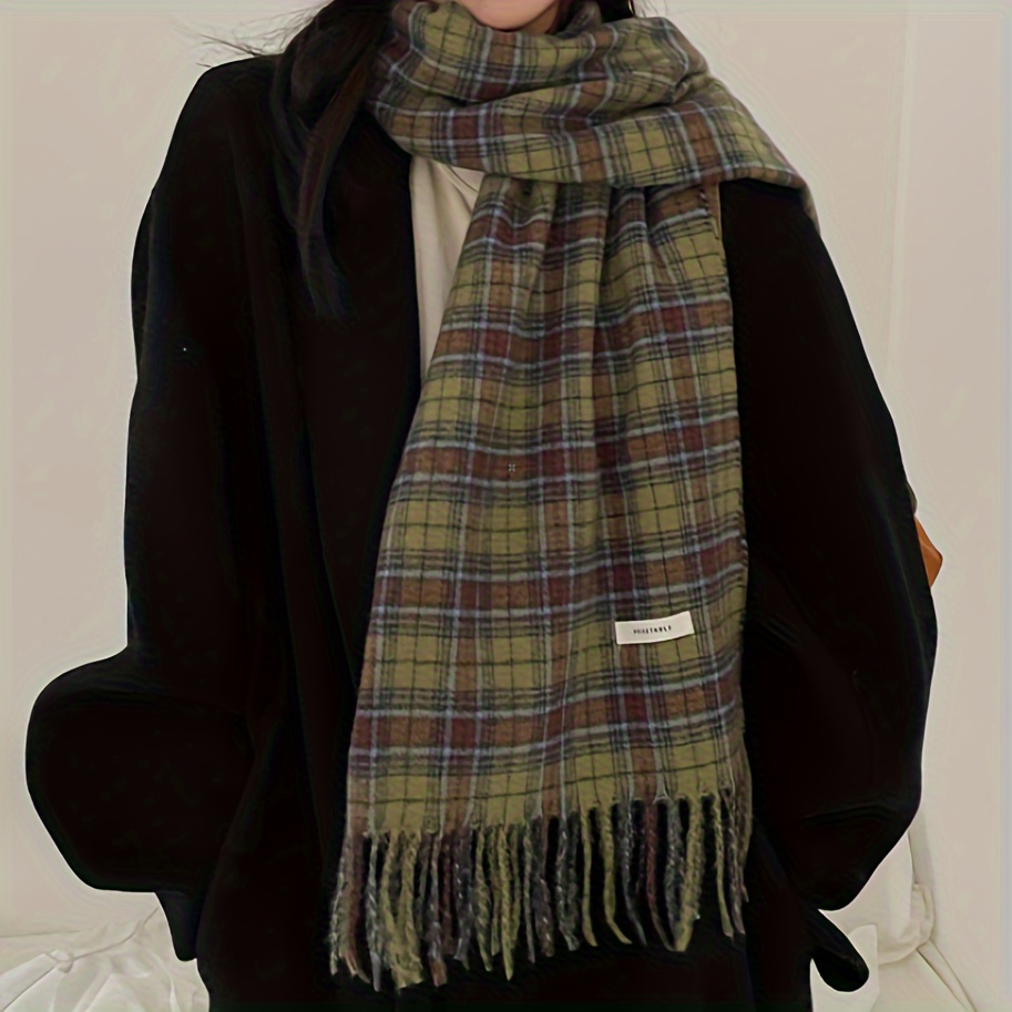 Vintage Green Plaid Tassel Sca - Cashmere Pashmina Wrap avis et prix