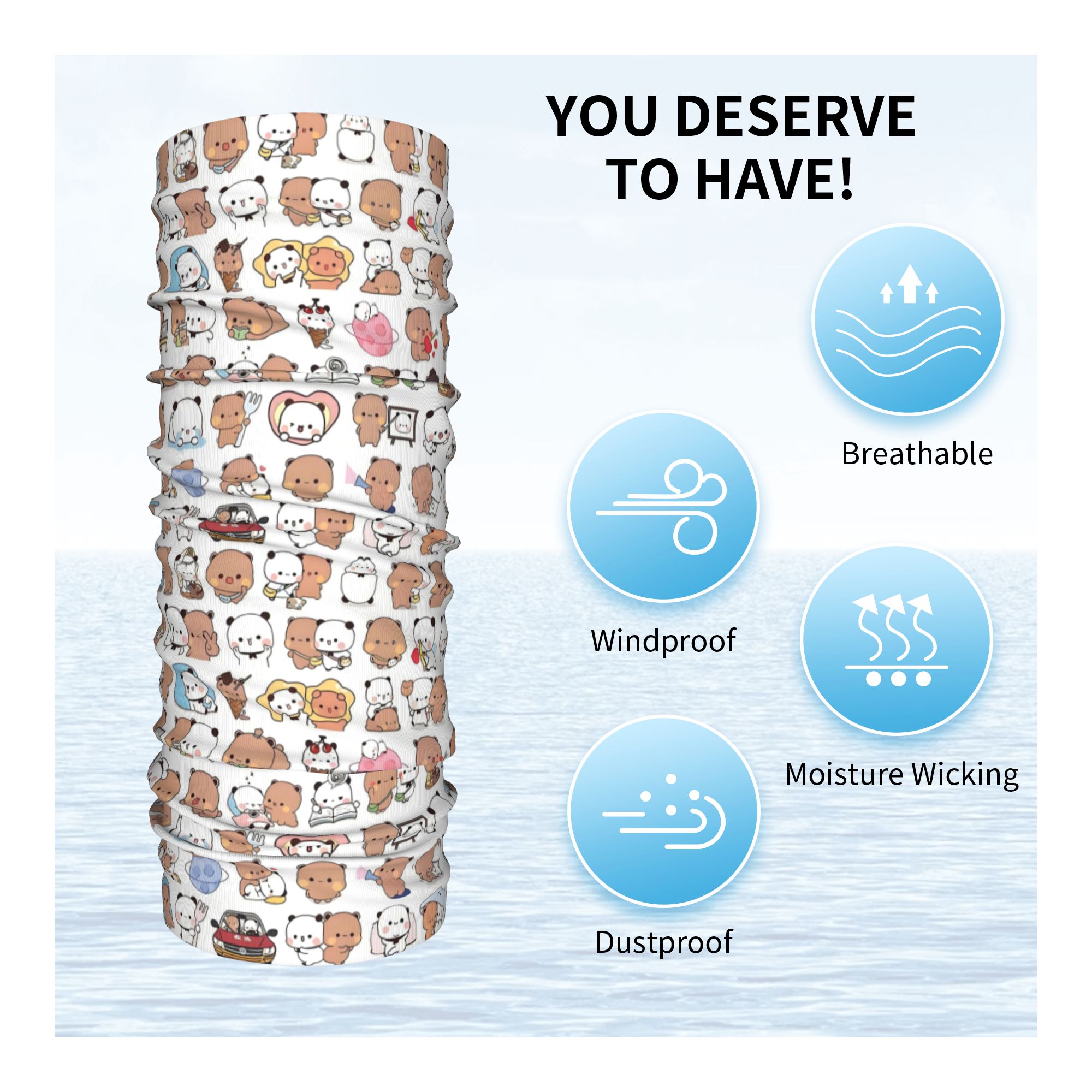 Custom Bear Cartoon Peach And  - Neck Gaiter Fleece avis et prix