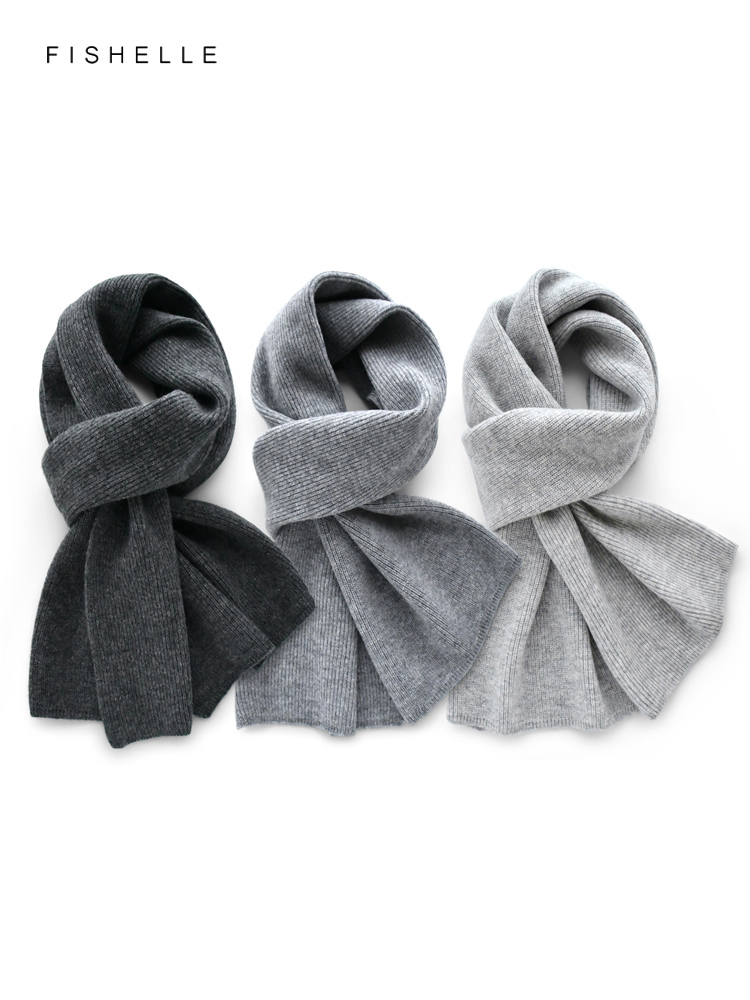 Gray solid color cashmere scar - Wool Scarf Men avis et prix