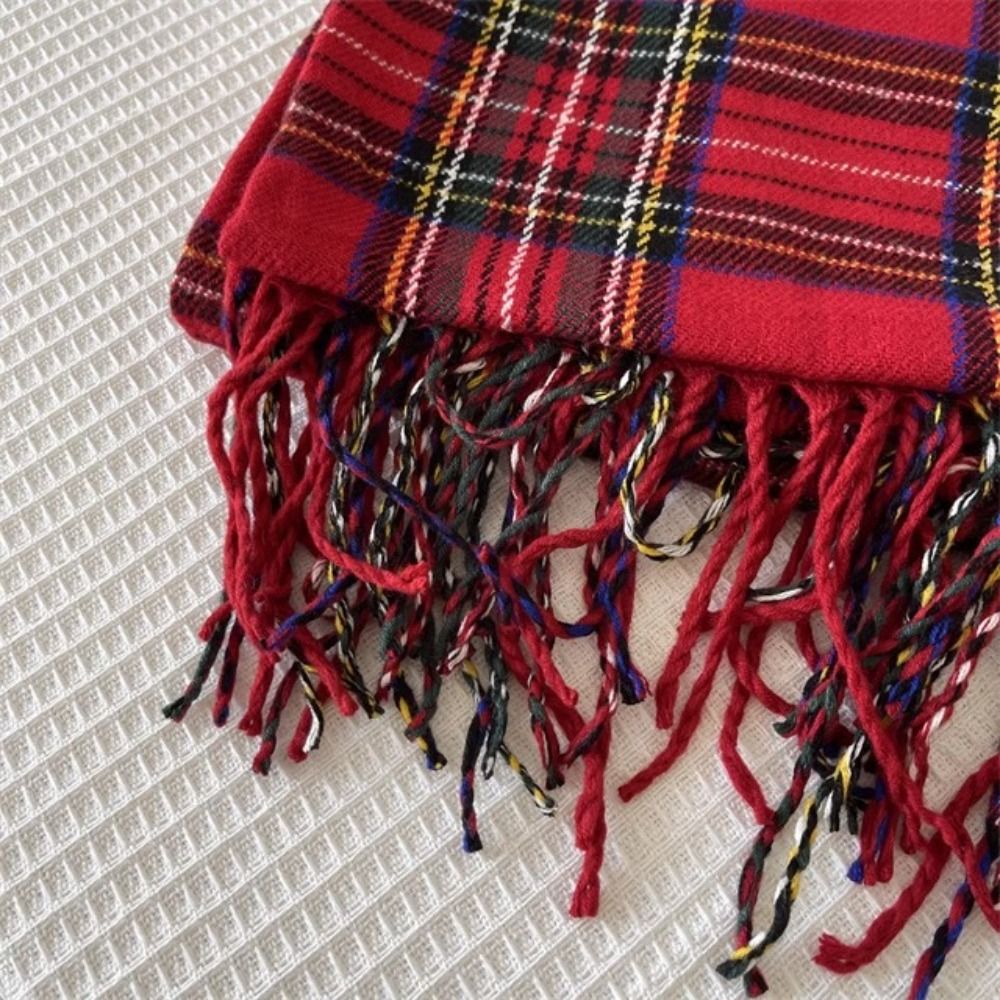 Retro Tassel Plaid Wool Scarf  - Wool Scarf Men avis et prix