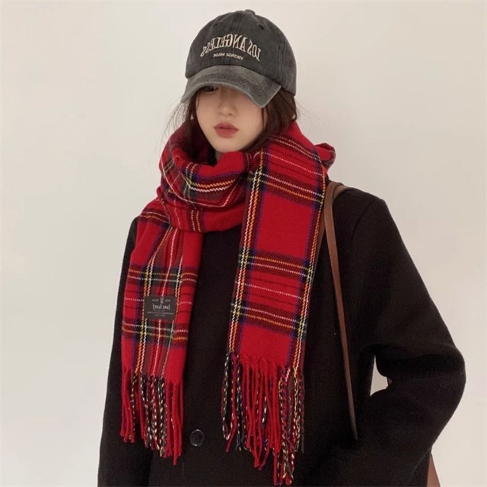 Retro Tassel Plaid Wool Scarf  - Wool Scarf Men avis et prix