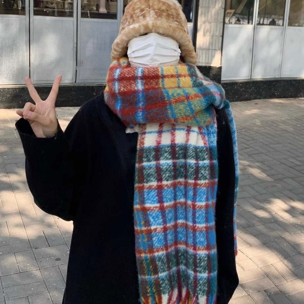 Retro Tassel Plaid Wool Scarf  - Wool Scarf Men avis et prix