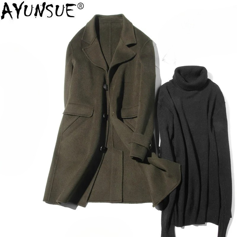 AYUNSUE 100% Wool Coat Men Aut - Wool Coat Peacoat avis et prix
