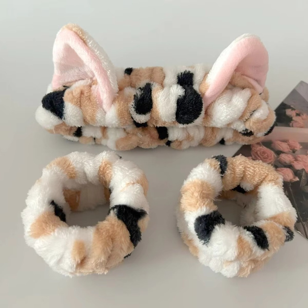 3pcs/set Leopard Print Cute Ca - Winter Headband Fleece avis et prix