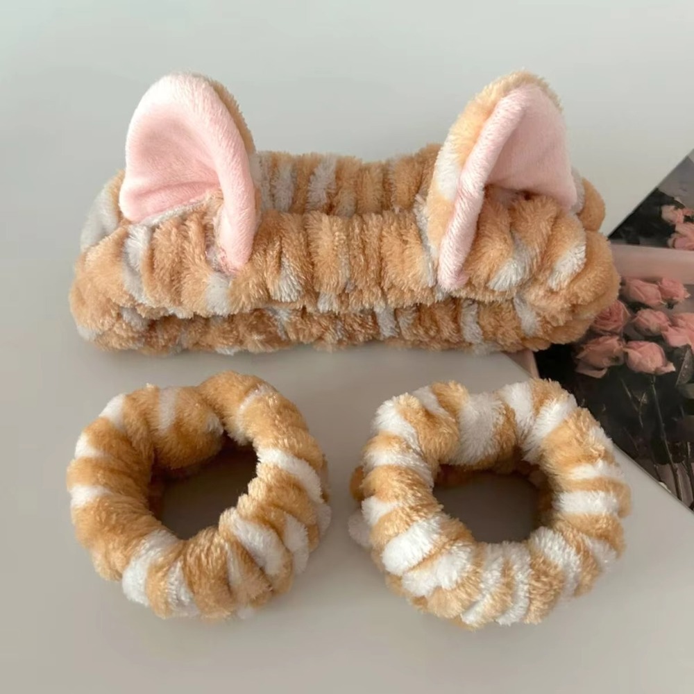 3pcs/set Leopard Print Cute Ca - Winter Headband Fleece avis et prix