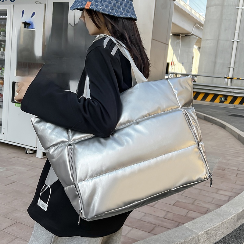 Women Y2k Silver Shoulder Bag  - Down Jacket Packable avis et prix