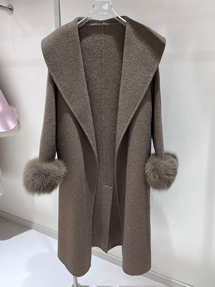 2025 New Wool Coat With Real F - Wool Coat Peacoat avis et prix