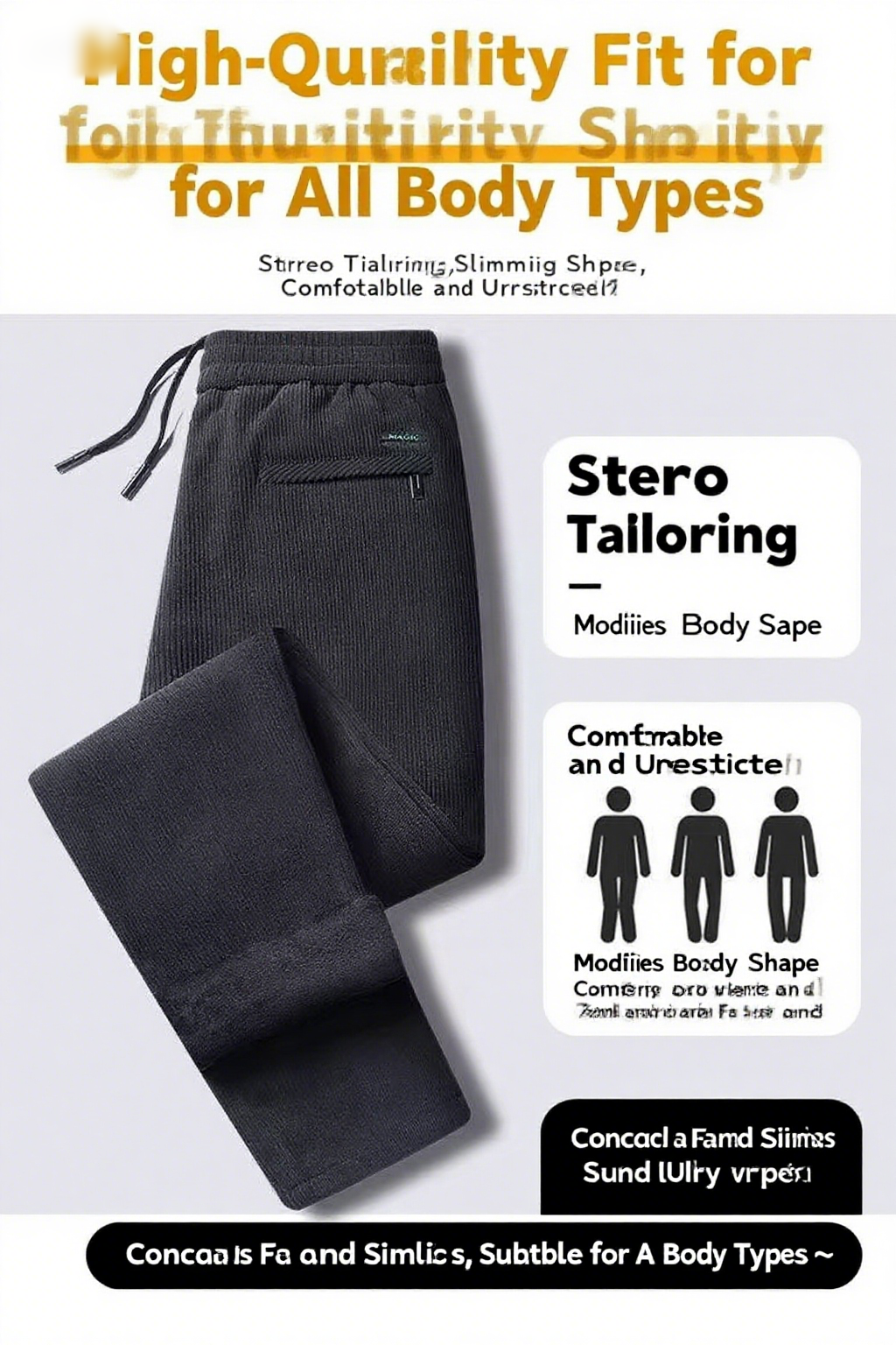 Black gray men's corduroy and  - Corduroy Pant Warm avis et prix