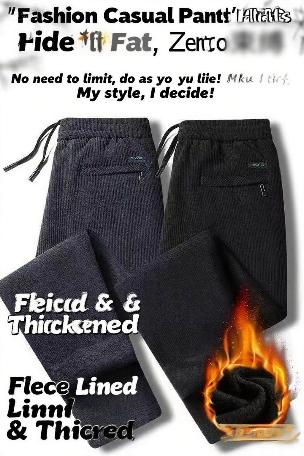 Black gray men's corduroy and  - Corduroy Pant Warm avis et prix