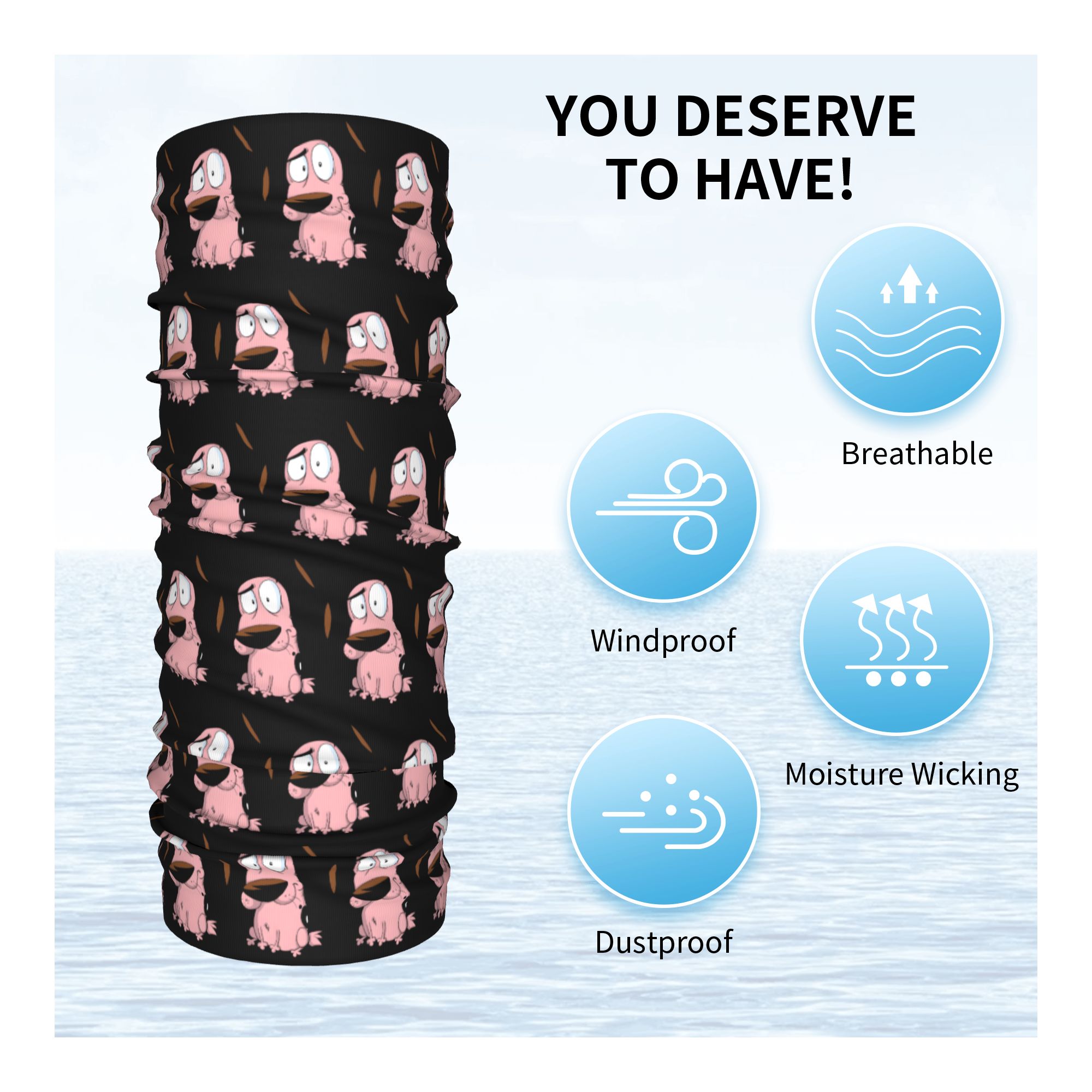 Custom Cartoon Courage Dog Win - Neck Gaiter Fleece avis et prix
