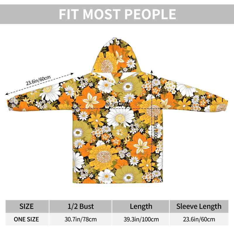 Hippie Flower Floral Retro Bla - Sherpa Hoodie Fleece avis et prix