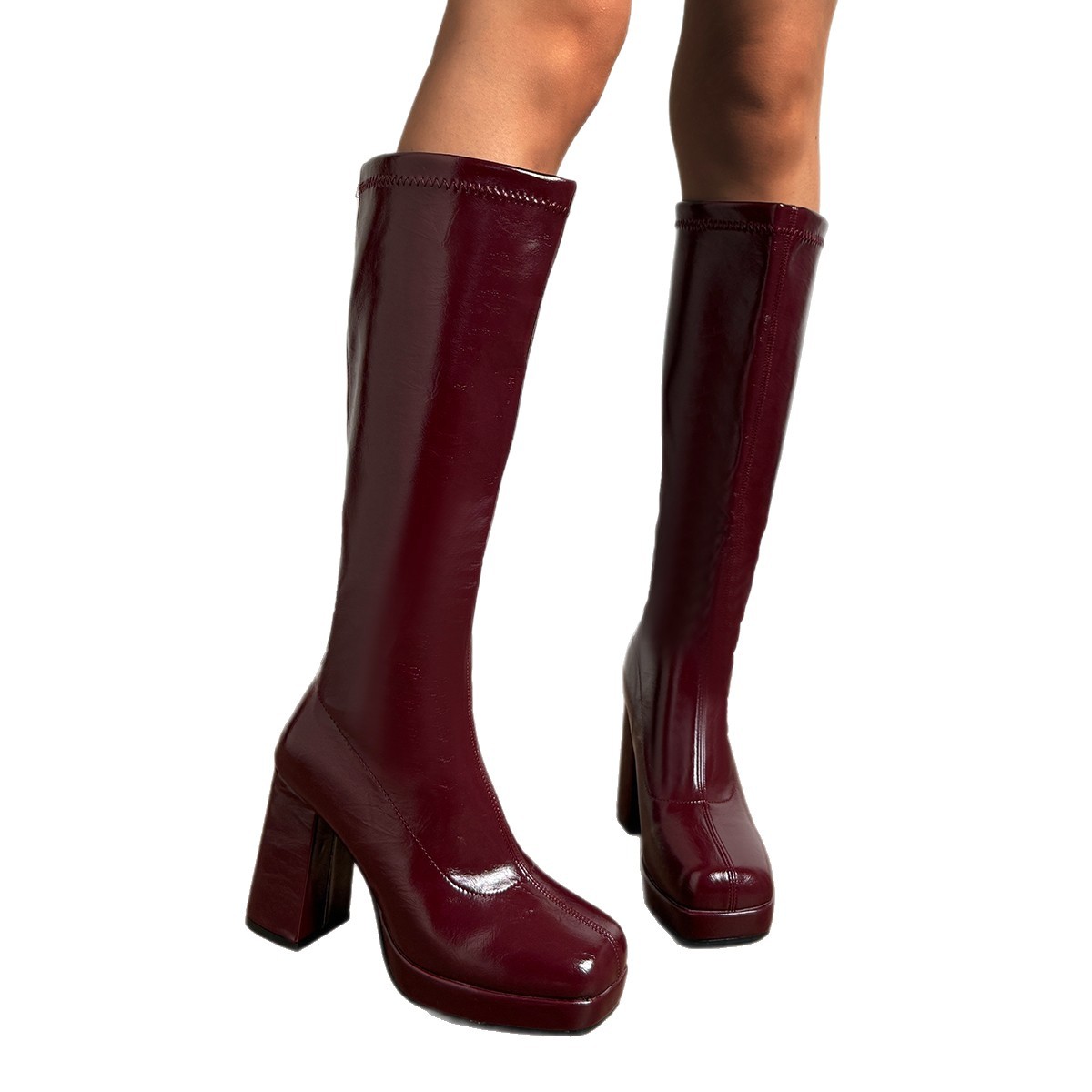 Wine Red Knee High Boots, Knig - Waterproof Winter Boot avis et prix