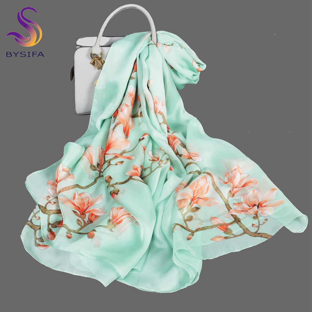 BYSIFA| Light Green Silk Scarf - Shawl Wrap Winter avis et prix