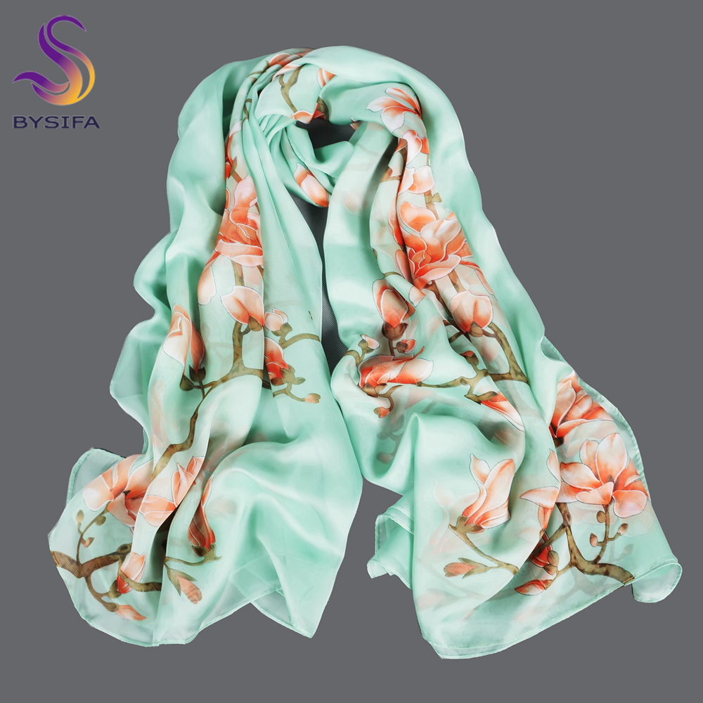 BYSIFA| Light Green Silk Scarf - Shawl Wrap Winter avis et prix
