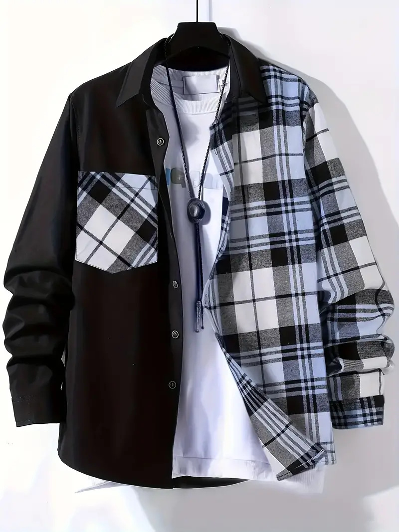 Spring and Autumn Men's Casual - Flannel Shirt Lined avis et prix