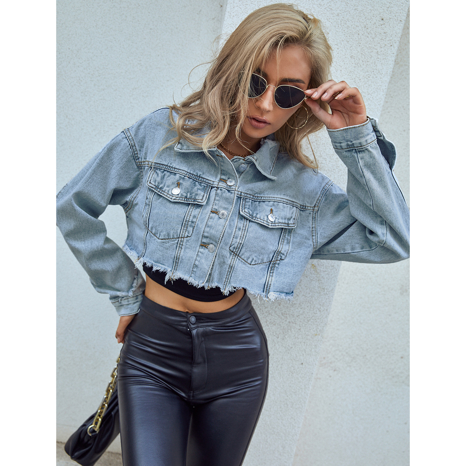 Women Denim Coats Solid Short  - Down Jacket Packable avis et prix