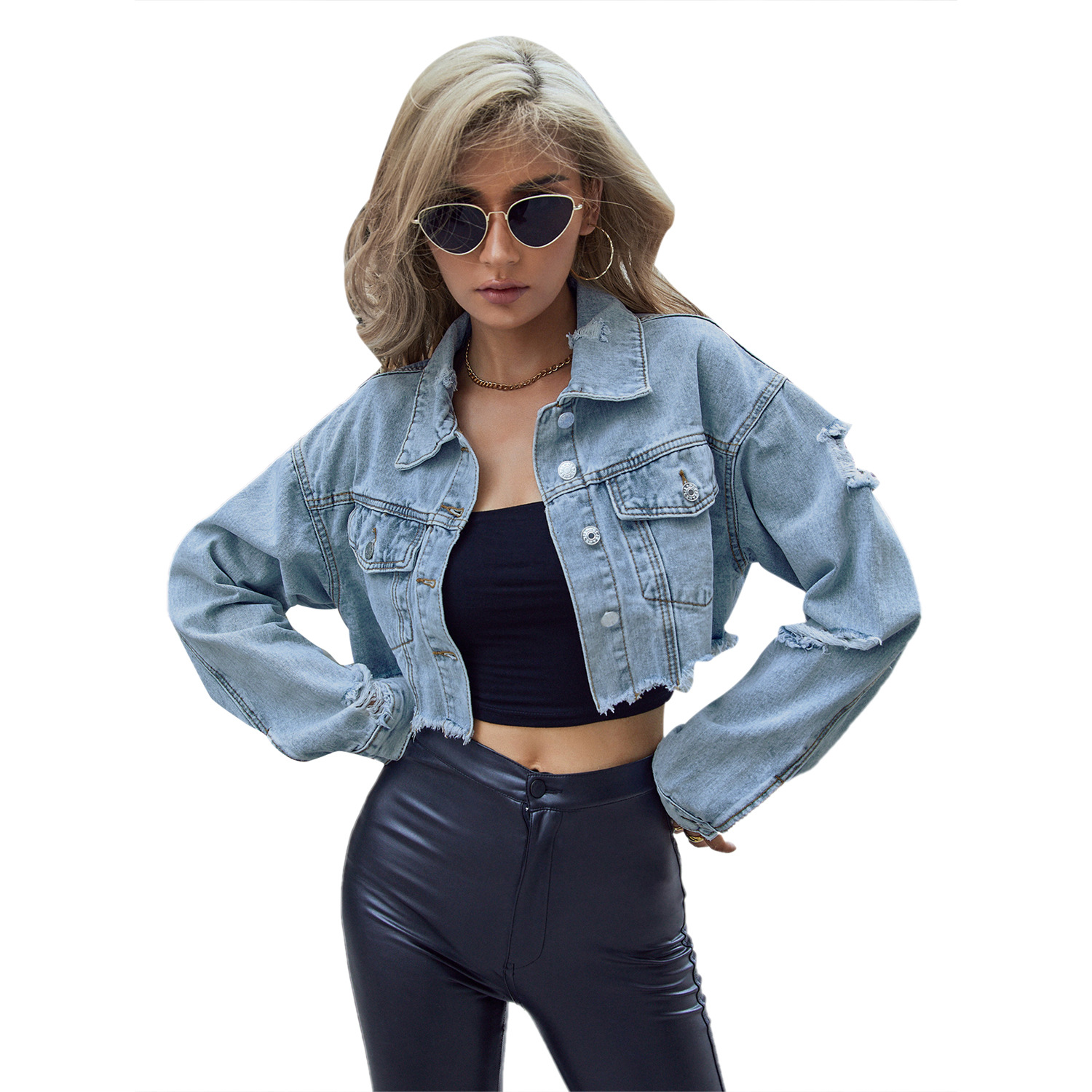 Women Denim Coats Solid Short  - Down Jacket Packable avis et prix