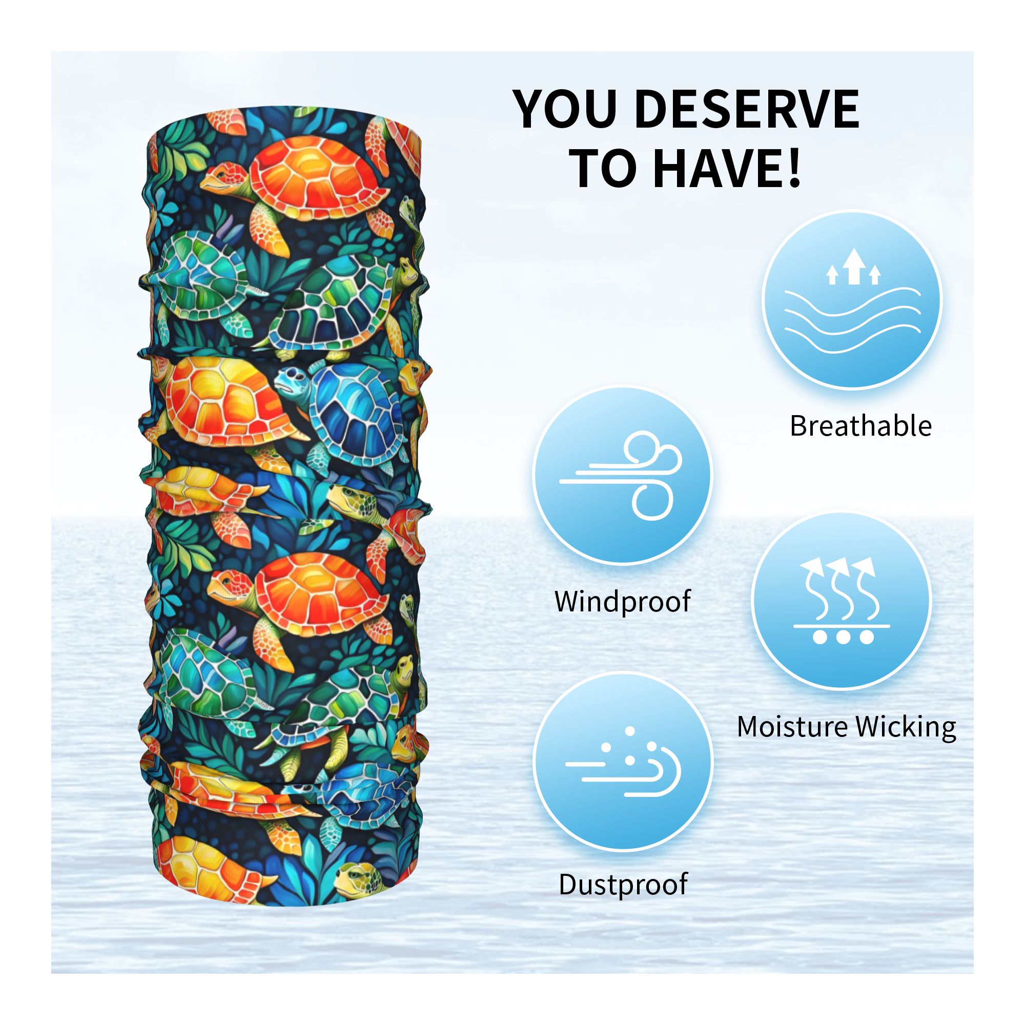 Custom Funny Colorful Sea Turt - Neck Gaiter Fleece avis et prix