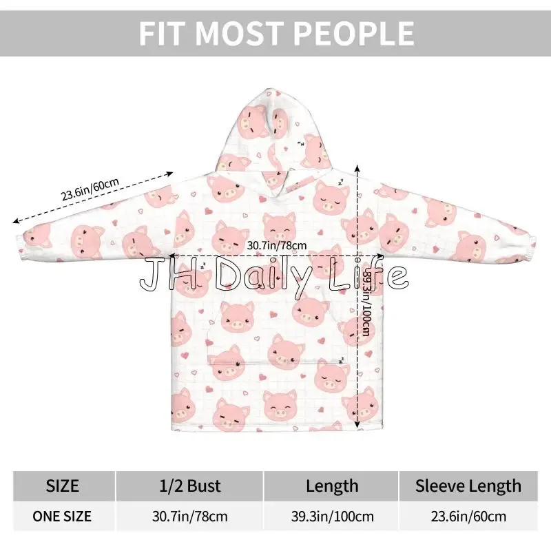 Cartoon Pigs Wearable Flannel  - Sherpa Hoodie Fleece avis et prix