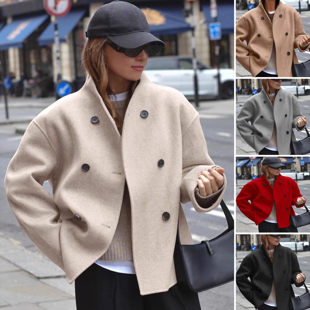 Women's Winter Cropped Wool Co - Wool Coat Peacoat avis et prix