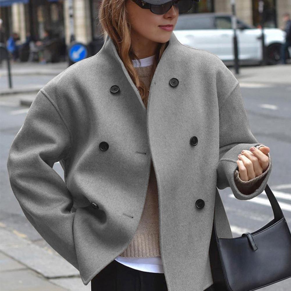 Women's Winter Cropped Wool Co - Wool Coat Peacoat avis et prix