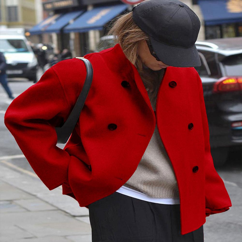 Women's Winter Cropped Wool Co - Wool Coat Peacoat avis et prix