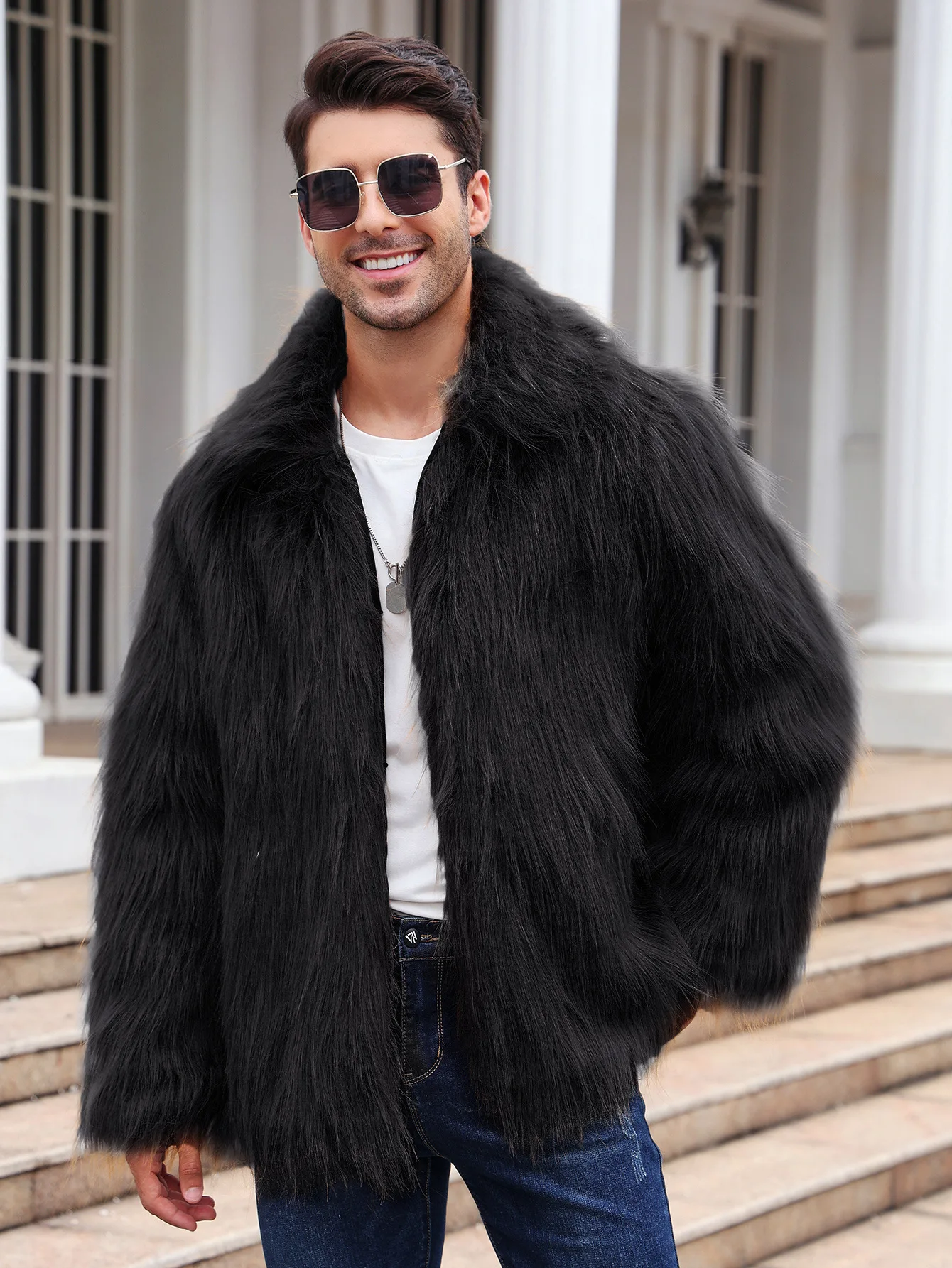 Men Faux Fox Fur Jacket Coat W - Down Jacket Packable avis et prix