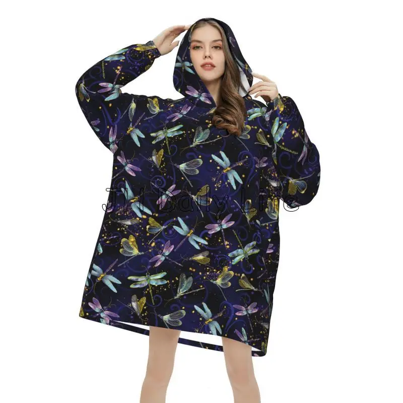 Dragonfly Galaxy Wearable Blan - Sherpa Hoodie Fleece avis et prix