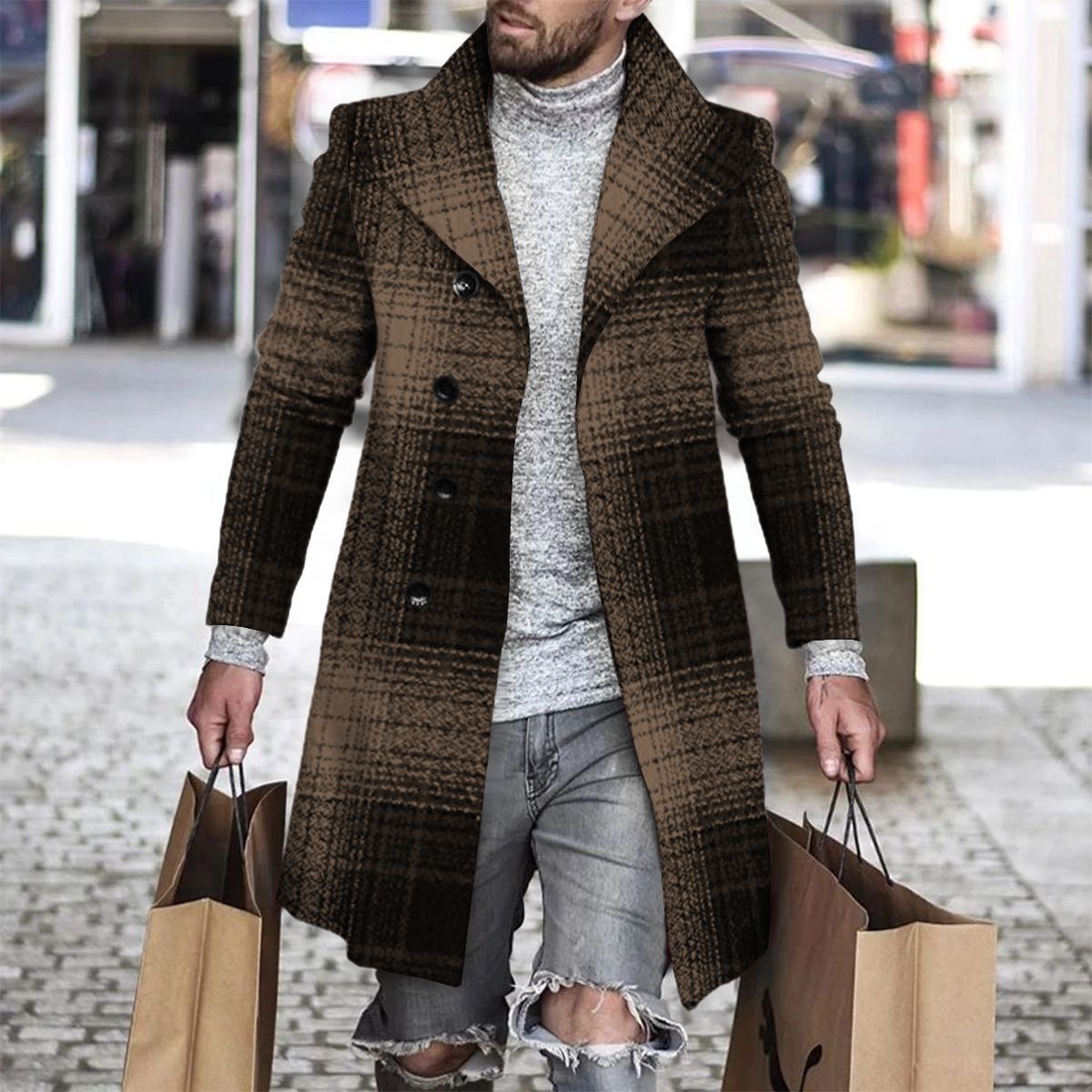 2025 Long Coat Men Mens Wool J - Wool Coat Peacoat avis et prix