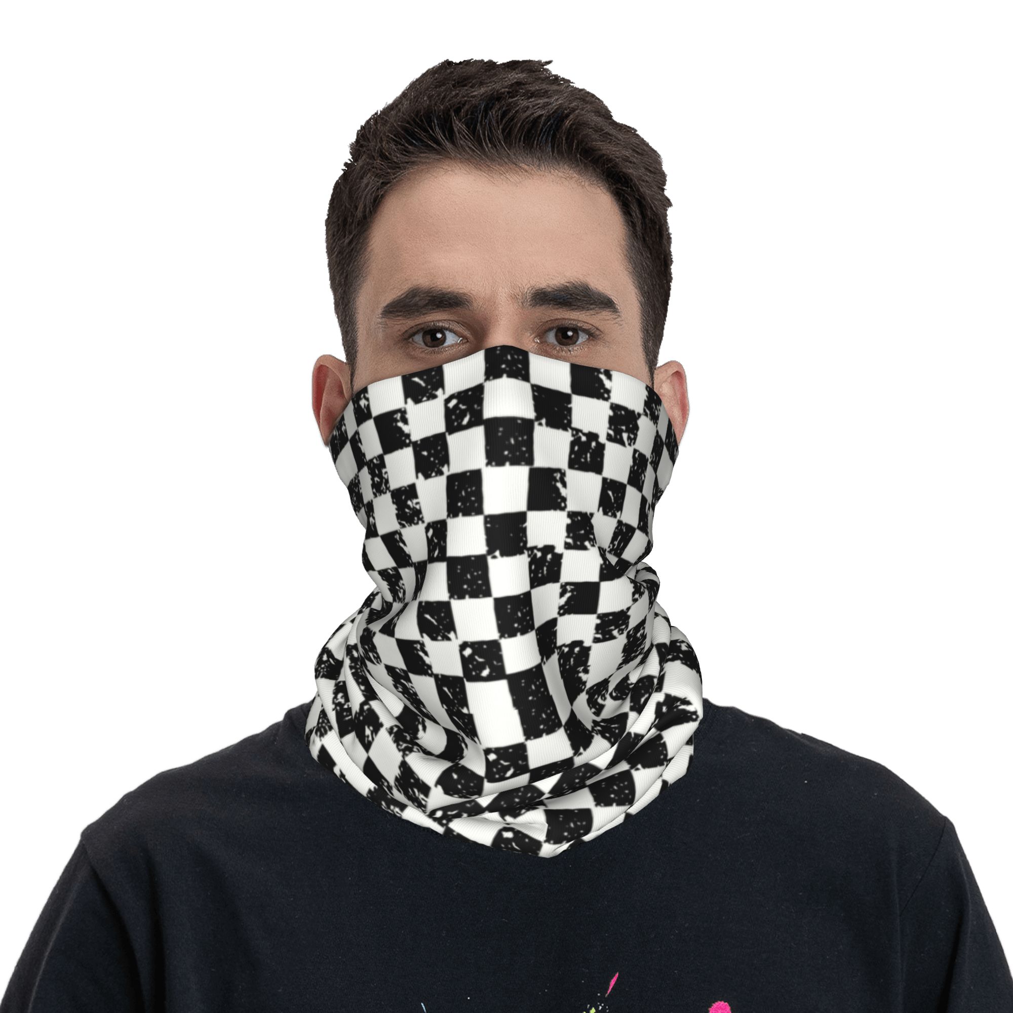 Custom Retro Checkered Flag Wi - Neck Gaiter Fleece avis et prix