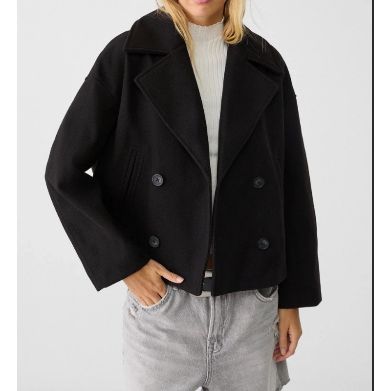 Women's Oversized Double Breas - Wool Coat Peacoat avis et prix