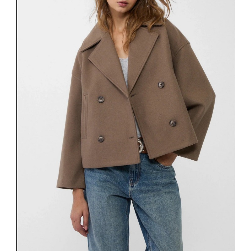 Women's Oversized Double Breas - Wool Coat Peacoat avis et prix