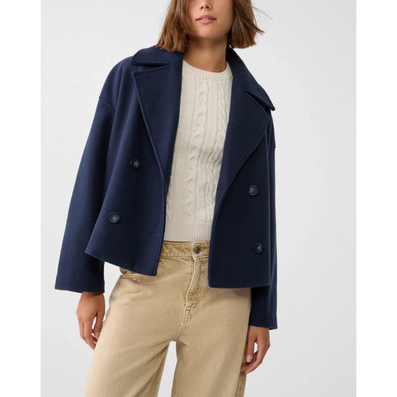Women's Oversized Double Breas - Wool Coat Peacoat avis et prix