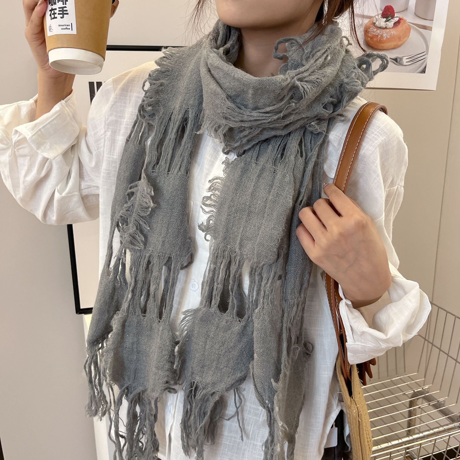2025 New Fashion Ripped Hole T - Wool Scarf Men avis et prix