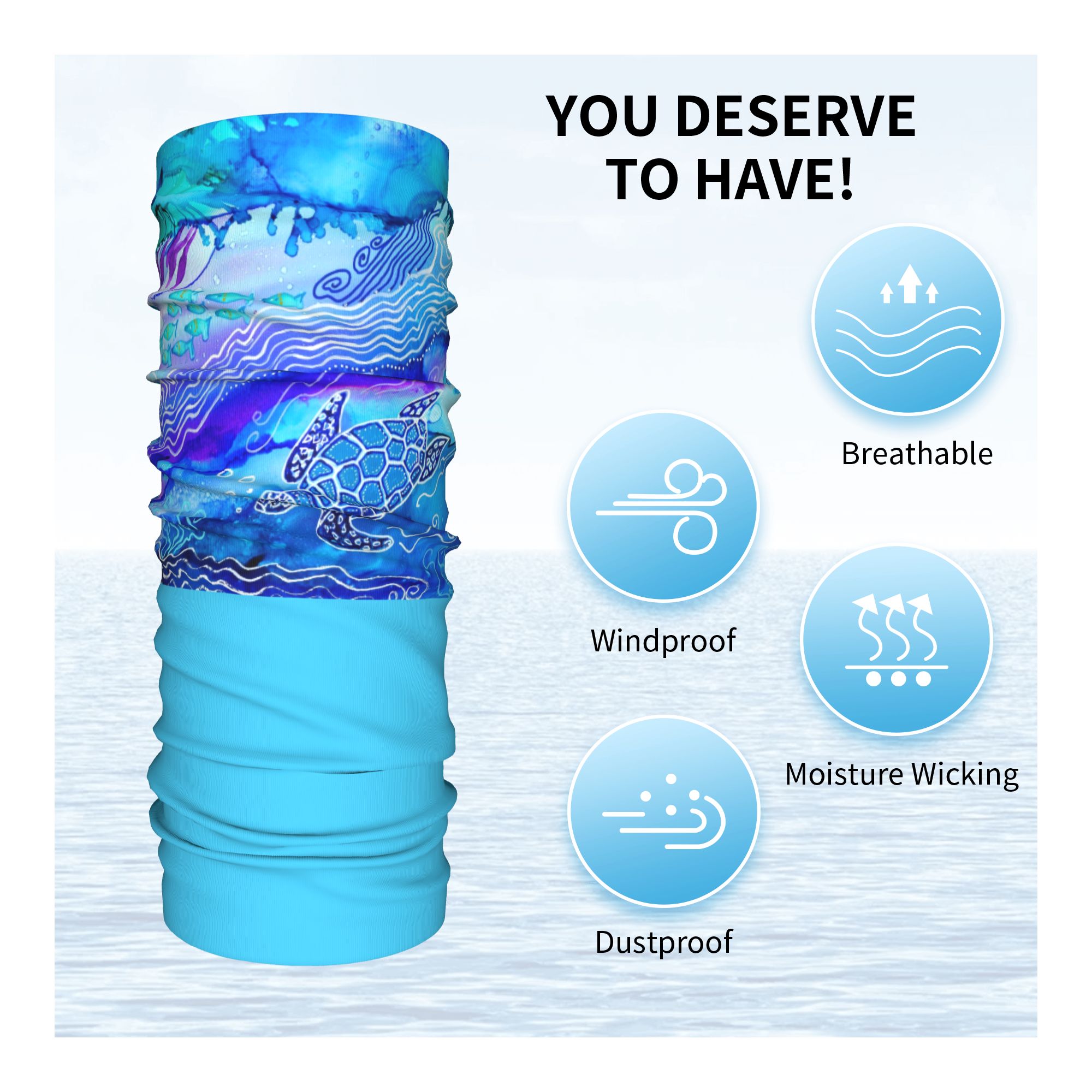 Custom Ocean Turtle Dive Winte - Neck Gaiter Fleece avis et prix