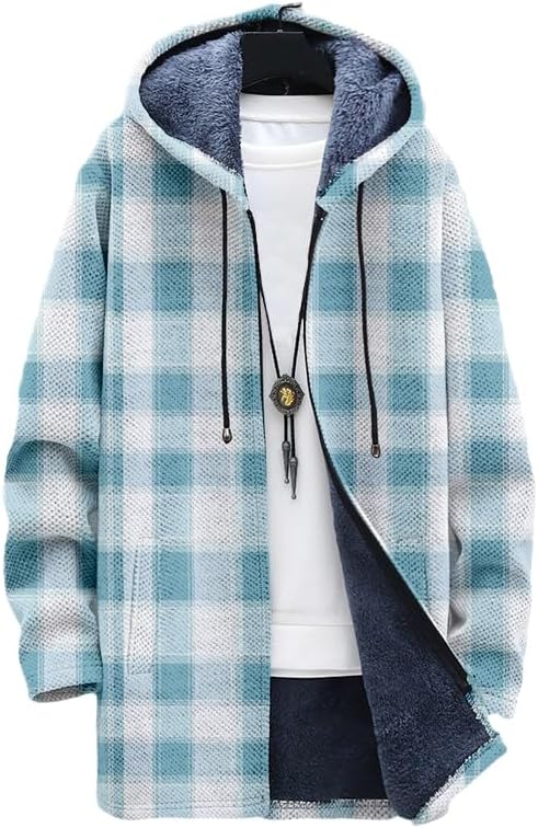 Men's Plaid Cardigan Oversized - Sherpa Hoodie Fleece avis et prix