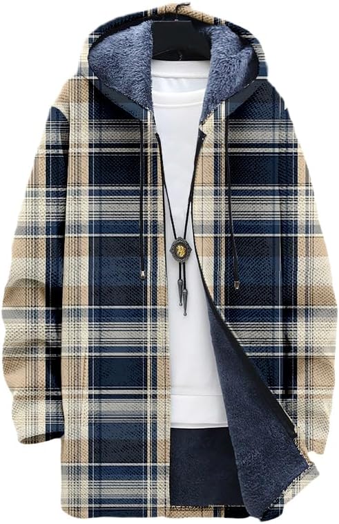 Men's Plaid Cardigan Oversized - Sherpa Hoodie Fleece avis et prix