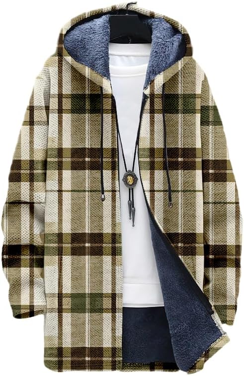 Men's Plaid Cardigan Oversized - Sherpa Hoodie Fleece avis et prix
