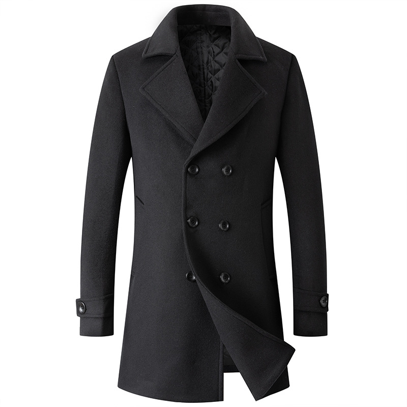 Double Breasted Coat Men Peaco - Wool Coat Peacoat avis et prix